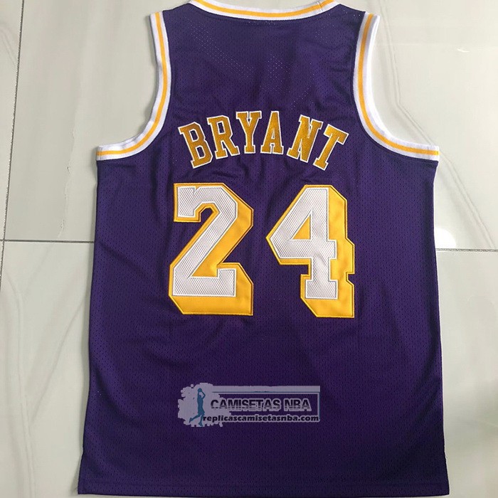 Camiseta Los Angeles Lakers Kobe Bryant NO 24 Mitchell & Ness 2007-08 Violeta
